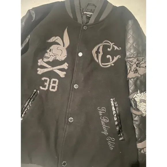 Crooks and Castles All Black Medusa Varsity Bomber Jacket Size Large - Picture 3 of 7